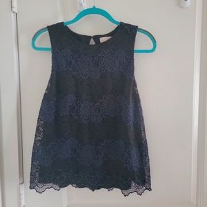 Black & Blue lace tank